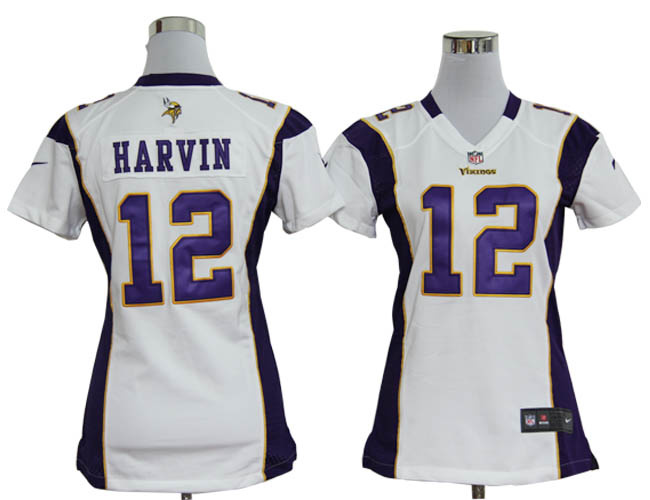 Minnesota Vikings 12 Percy Harvin White Game Womens Team Nike Jerseys